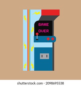 
Video Arcade Machine de los años 80, consola de juegos retro, ilustración vectorial