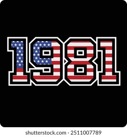 1981 number vector design with american flag motif