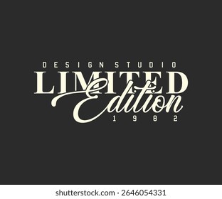 1982 Limited Edition Design Studio College slogan vector illustration for t-shirts and other uses.	