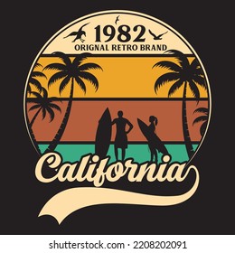 1982 original retro brand California retro t-shirt design