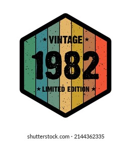 1982 Vintage Retro Limited Edition t shirt Design Vector