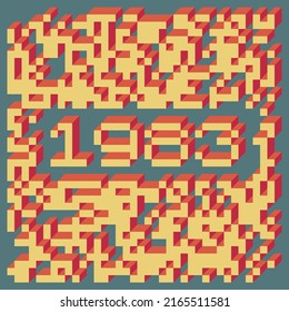 1983 Implementation of Edward Zajec “Il Cubo” from 1971. Essentially a Truchet tile set of 8 tiles and rules for placement art illustration