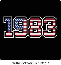 1983 número vetor design com bandeira americana motivo