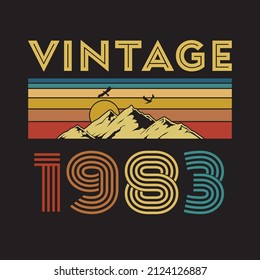 1983 vintage retro, Original, t shirt design vector black background
