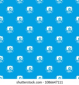 1984 photo camera pattern vector seamless blue repeat for any use