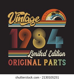 1984 vintage retro t shirt design, vector, black background