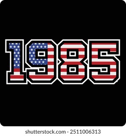 1985 number vector design with american flag motif