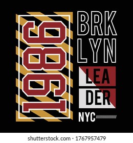 1986 brooklyn leader design typography,vector illustration for print