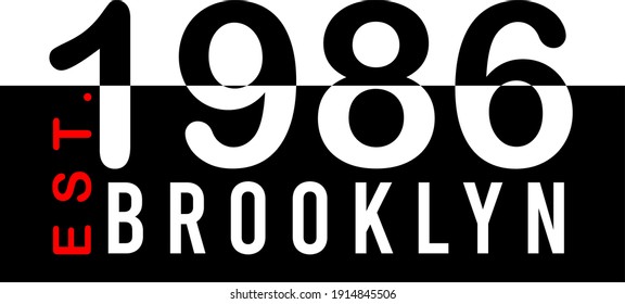 1986 brooklyn typography design for print t shirt