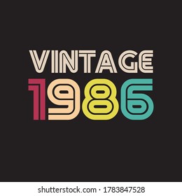 1986 vintage retro t shirt design vector black background