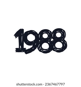 Símbolo del logo de la celebración de 1988 Hecho en 1988 Dibujo a mano