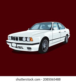 Vector de coche de 1988 blanco con rojo
