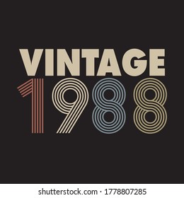 Diseño de camisetas retro vintage vectorial de 1988 