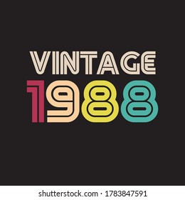 1988 vintage retro t shirt design vector black background