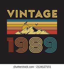 1989 vintage retro, Original, t shirt design vector black background
