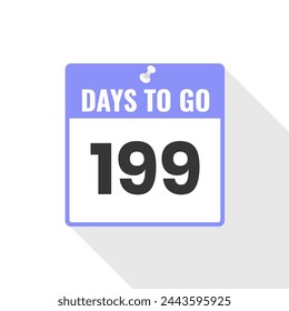 199 Days Left Countdown sales icon. 199 days left to go Promotional banner