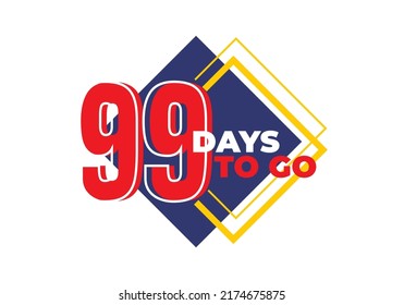 1-99 days left sign label vector art illustration with fantastic font and black blue, Red, Yellow color combination in white background