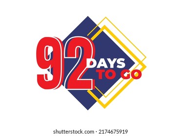 1-99 days left sign label vector art illustration with fantastic font and black blue, Red, Yellow color combination in white background