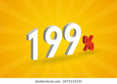 199% discount 3D text for sells and promotion.