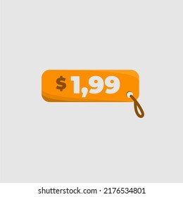 $1.99 price tag icon vectorized orange