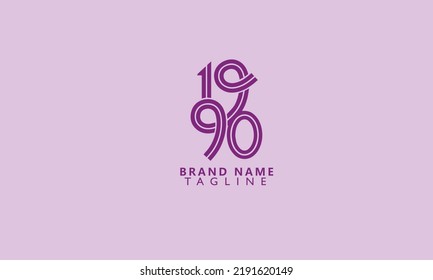 1990 initial logo template, vector illustration for Brand Monogram