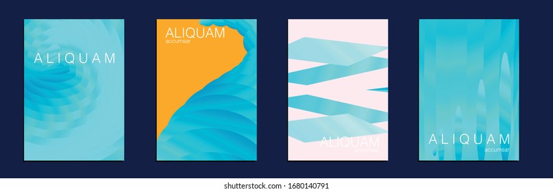 1990 Paper Gradient Backdrop. Luxury Abstract Brochure. Metallic Gold Blue Liquid Texture for Foil Label. Vintage Cosmic Design. Set of Vector Backgrounds for Business Flyers. Fluid Minimal Cover.