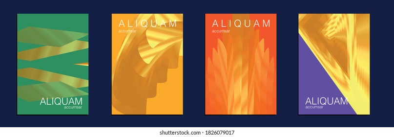 1990 Paper Gradient Backdrop. Luxury Abstract Brochure. Metallic Gold Yellow Liquid Texture for Foil Label. Vintage Cosmic Design. Fluid Minimal Cover. Set of Vector Backgrounds for Business Flyers.