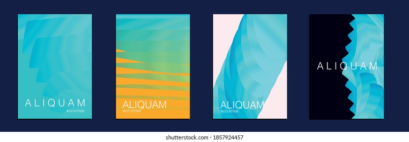 1990 Paper Gradient Backdrop. Luxury Abstract Brochure. Metallic Gold Blue Fluid Minimal Cover. Liquid Texture for Foil Label. Vintage Cosmic Design. Set of Vector Backgrounds for Business Flyers.