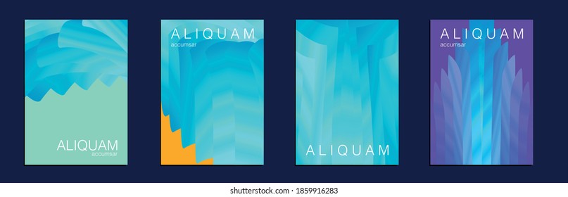 1990 Paper Gradient Backdrop. Luxury Abstract Brochure. Metallic Gold Blue Liquid Texture for Foil Label. Vintage Cosmic Design. Fluid Minimal Cover. Set of Vector Backgrounds for Business Flyers.