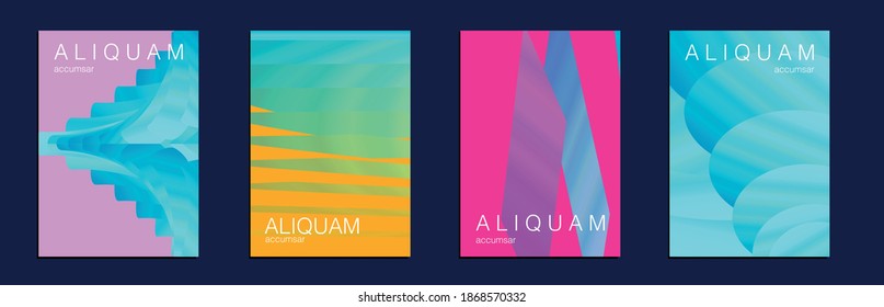 1990 Paper Gradient Backdrop. Luxury Abstract Brochure. Metallic Gold Blue Set of Vector Backgrounds for Business Flyers. Liquid Texture for Foil Label. Vintage Cosmic Design. Fluid Minimal Cover.