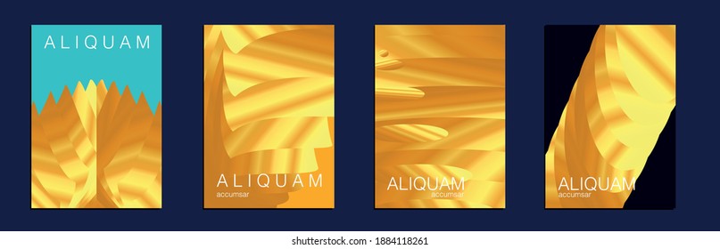 Fondo de degradado de papel de 1990. Folleto Resumen De Lujo. Conjunto de fondos vectores para los volantes de negocios. Cubierta mínima de líquido. Textura líquida metálica de Oro Amarillo para la etiqueta de aceite. Diseño Cosmico Vintage.