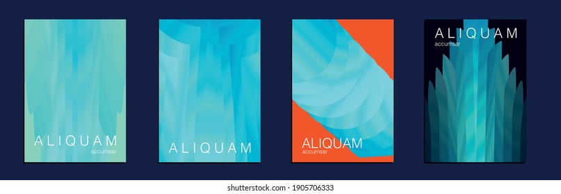 1990 Paper Gradient Backdrop. Luxury Abstract Brochure. Fluid Minimal Cover. Set of Vector Backgrounds for Business Flyers. Metallic Gold Blue Liquid Texture for Foil Label. Vintage Cosmic Design.