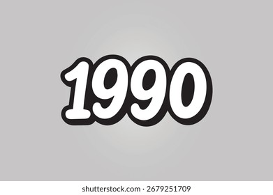 1990 elemento gráfico de texto Ilustración Diseño de Plantilla 

