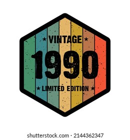 1990 Vintage Retro Limited Edition t shirt Design Vector