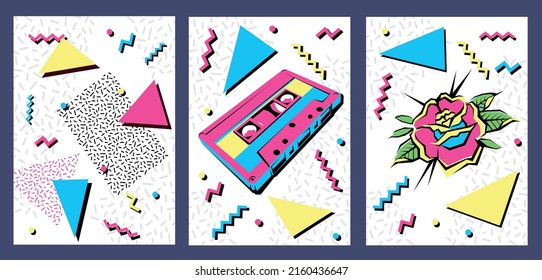 1990s Abstract Style Elements Backgrounds Set