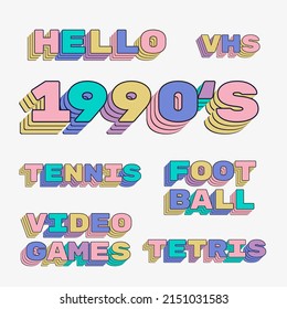 1990S aesthetic lettering retro font on white background 