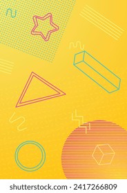 Hintergrund der 90er Jahre, abstrakte geometrische Formen, Farben der 90er Jahre, Vorlage für Vintage Party, Ereignis 