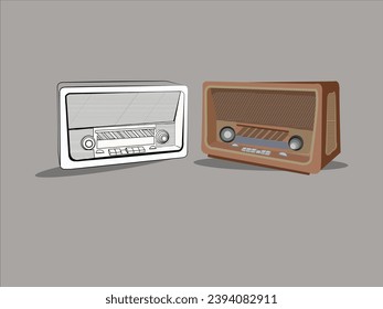 Ilustración de color blanco y negro plano de radiograma de los años 90