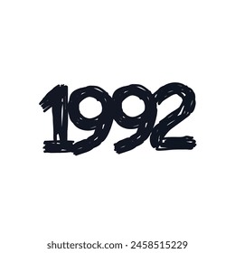 1992 birthday celebration logo icon sign Made in 1992 Hand drawn ink sketch