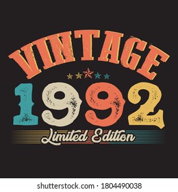 1992 vintage style t shirt design vector, black background