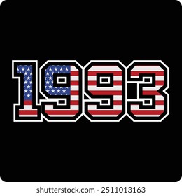 1993 diseño de Vector numérico con motivo de bandera americana