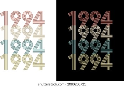 1994 Vector Vintage Birthday Date Year Line Font Retro Tshirt Design