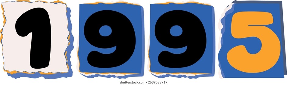 1995 Retro torn paper number Design art