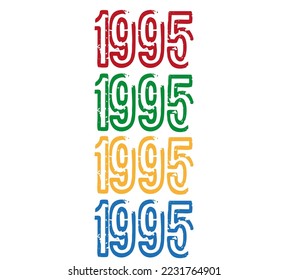 1995 year celebration. Banner with the year in different colors on a white background for special dates