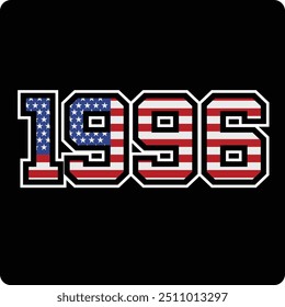 1996 number vector design with american flag motif