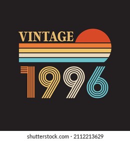 1996 vintage retro t shirt design vector  black background