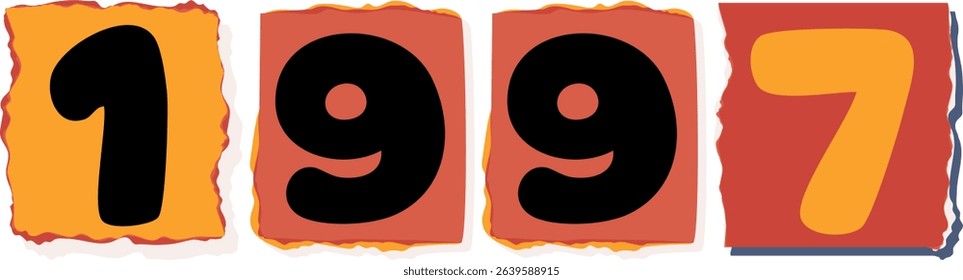 1997 Retro torn paper number Design art