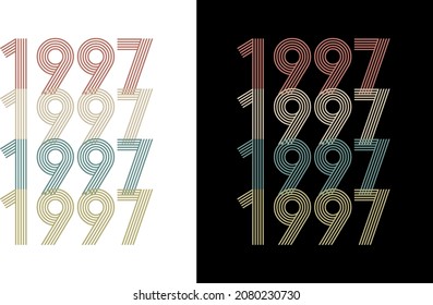 1997 Vector Vintage Birthday Date Year Line Font Retro Tshirt Design