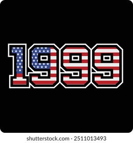 1999 number vector design with american flag motif