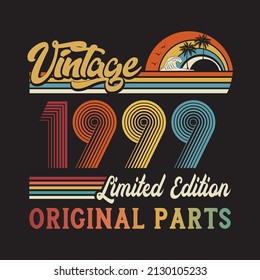 1999 vintage retro t shirt design, vector, black background
